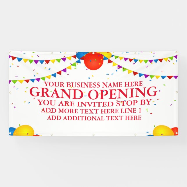 Customize Grand Opening Balloons Re-Opening Banner (Horizontal)