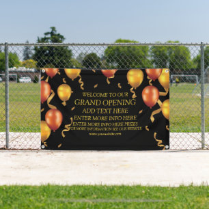 Customize Grand Opening Gold Balloons Ribbons Shop Banner