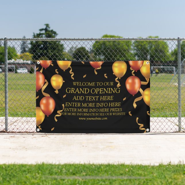 Customize Grand Opening Gold Balloons Ribbons Shop Banner (Insitu)