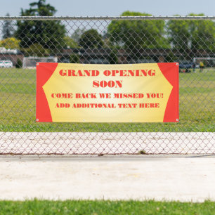 Customize Grand Opening Re-Opening Soon Business  Banner