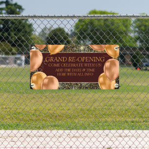 Customize Grand Re-Opening Gold Balloon Shop Banner