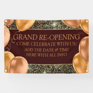 Customize Grand Re-Opening Gold Balloon Shop Banner