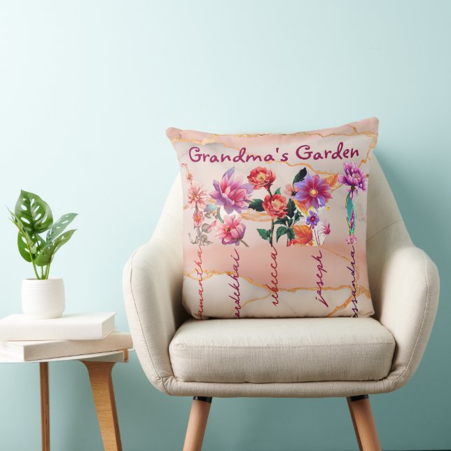 Customize Grandma's Garden Pillow-Mothers Day Gift Throw Pillow (Chair)