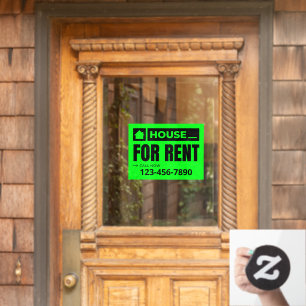 Customize Green Black House For Rent Real Estate  Window Cling