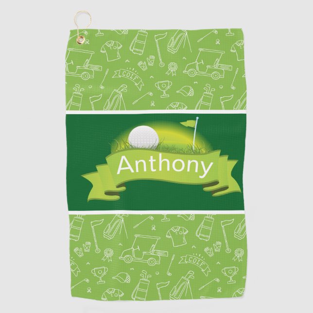 Customize Green  Golf Towel (Front)