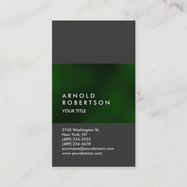 Customize Green Grey Professional Business Card (Front)