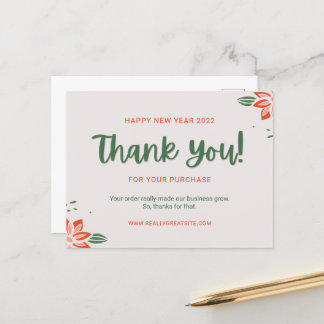 Customize Green Happy New Year Thank You Customer  Postcard