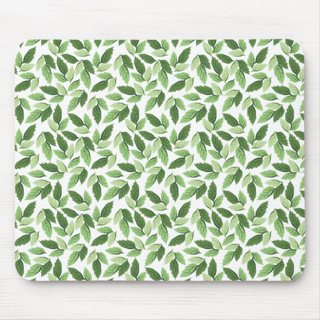 Customize Green Leaf Pattern Mouse Pad (Front)