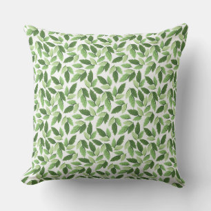 Customize Green Leaf Pattern Throw Pillow