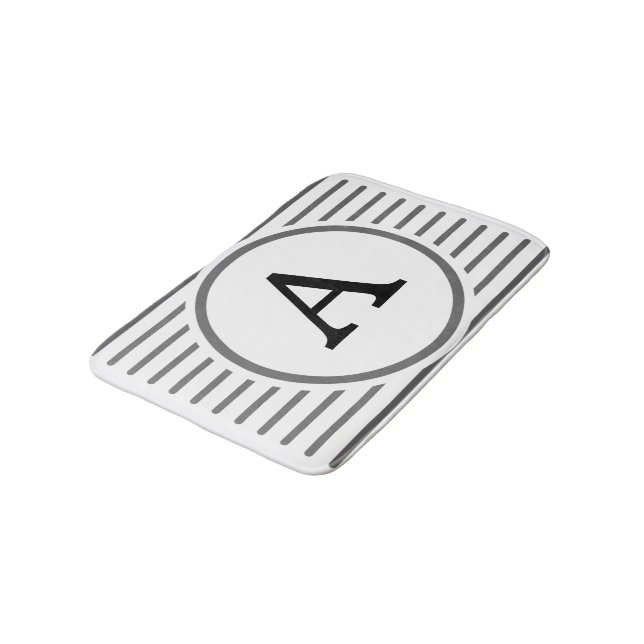 Customize Grey White Stripes Pattern Bath Mat (Angled)