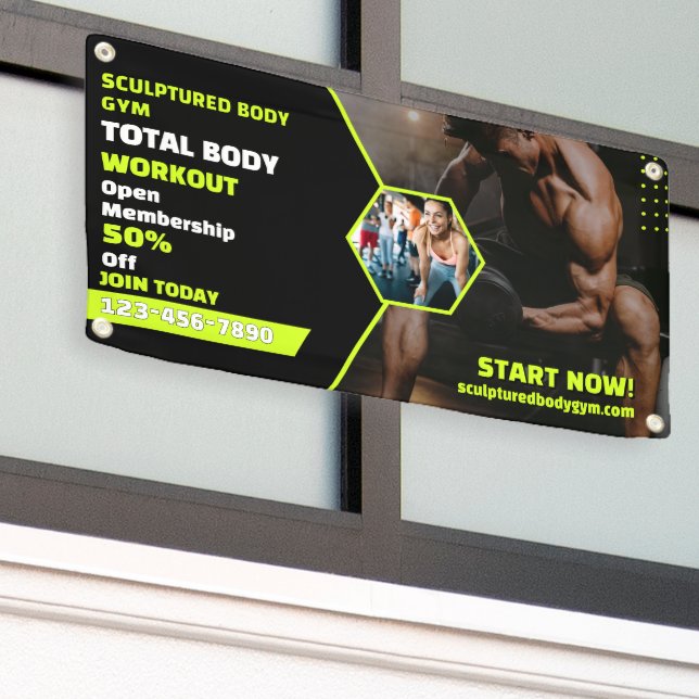 Customize Gym Workout Generic Membership Drive Pro Banner (Outside Building)