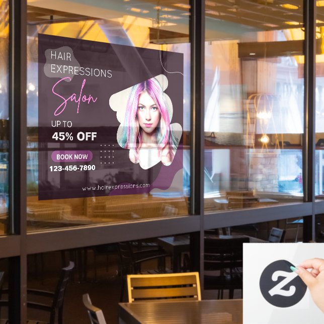 Customize Hair Colouring Highlights Beauty Salon Window Cling (Restaurant Window)