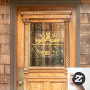 Customize Hair Salon And Spa Gold Black Shadow Tex Window Cling