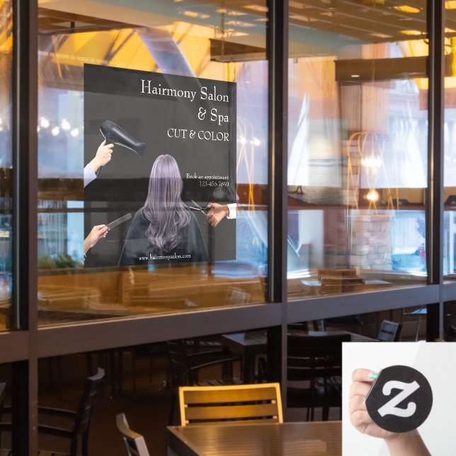 Customize Hair Salon Simple Cut and Colour 2 Window Cling (Restaurant Window)
