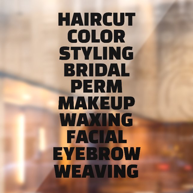 Customize Hair Salon Spa List Of Services Large Window Cling (Sheet 2)