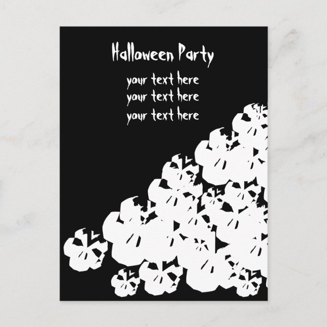 Customize Halloween party skulls  black white Invitation Postcard (Front)