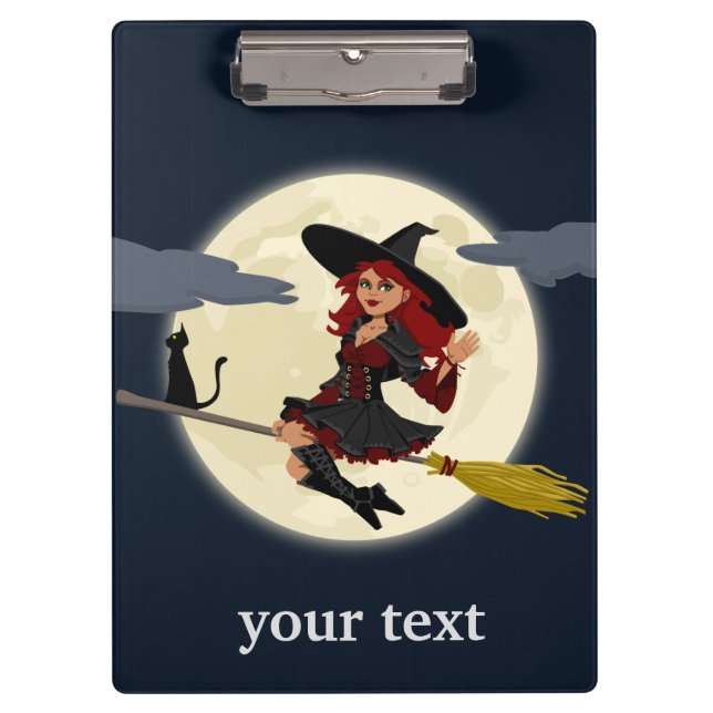 Customize Halloween Witch Design Clipboard (Front)