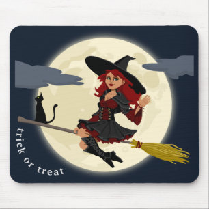 Customize Halloween Witch Design Mouse Pad