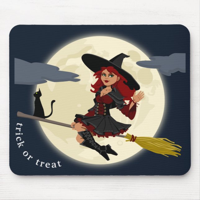 Customize Halloween Witch Design Mouse Pad (Front)