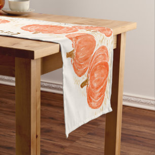 CUSTOMIZE Handpainted Watercolor Pumpkins Short Table Runner