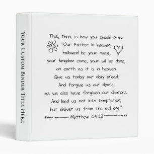 Customize Handwriting Bible Verse The Lords Prayer Binder