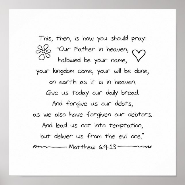 Customize Handwriting Bible Verse The Lords Prayer Poster (Front)