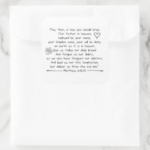 Customize Handwriting Bible Verse The Lords Prayer Square Sticker