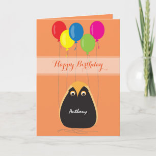 Customize Happy Birthday with a Lucky Owl Card