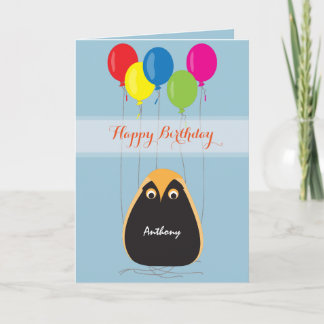 Customize Happy Birthday with a Lucky Owl Card