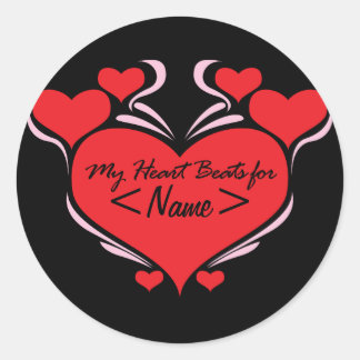 Customize Heart Beats for, <Name> Classic Round Sticker