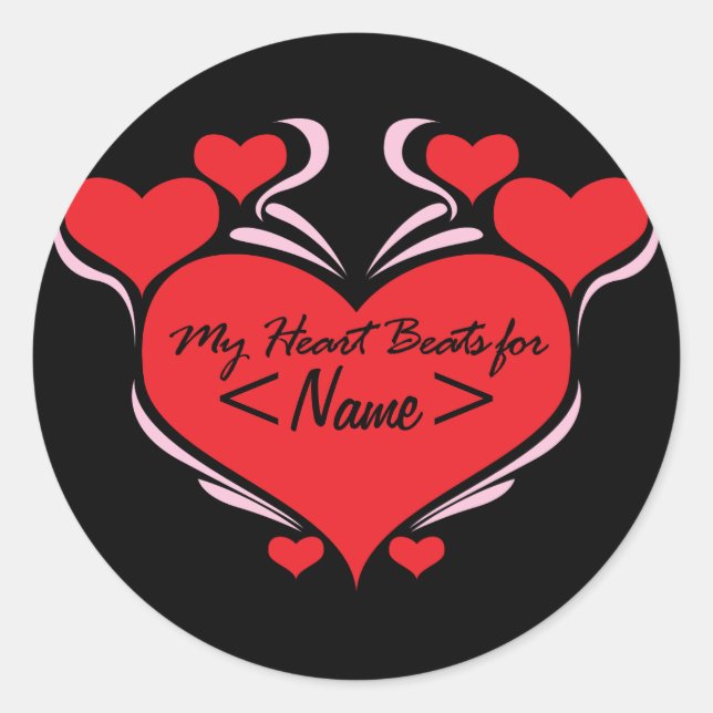 Customize Heart Beats for, <Name> Classic Round Sticker (Front)