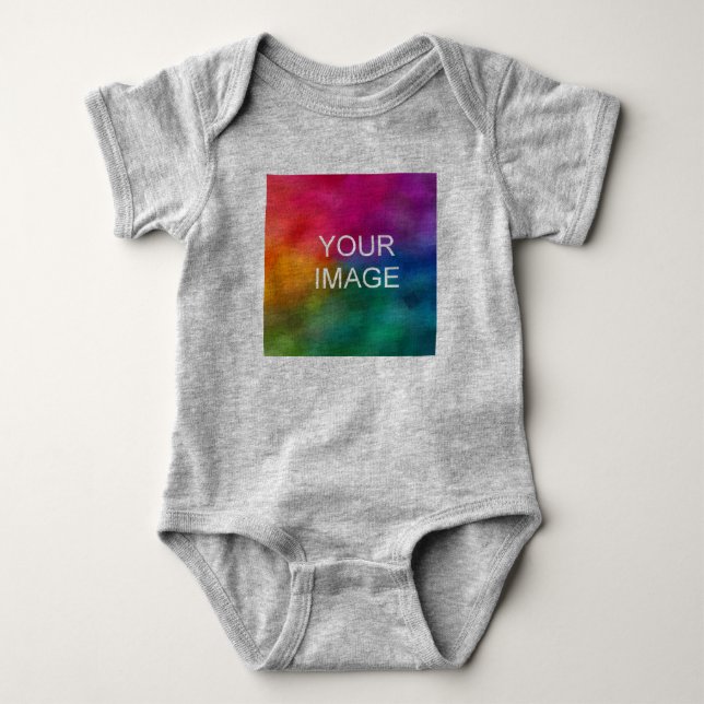 Customize Heather Grey Colour Template Add Image Baby Bodysuit (Front)