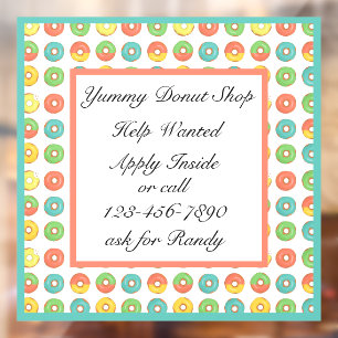 Customize Help Wanted Doughnut Coffee Shop Busines Window Cling