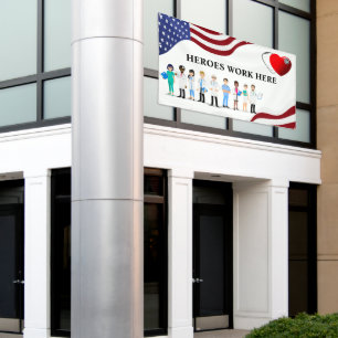 Customize Heroes Work Here Hospital Icon Text Big Banner