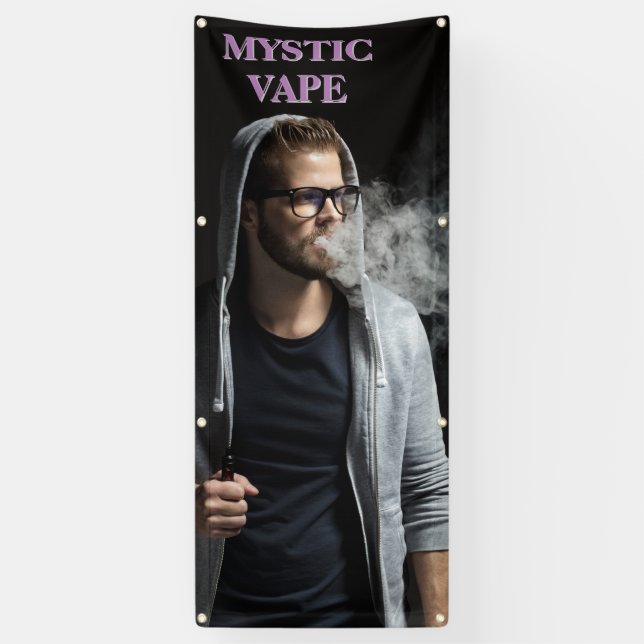 Customize Hipster Man Vaping Vape Shop Business  Banner (Vertical)
