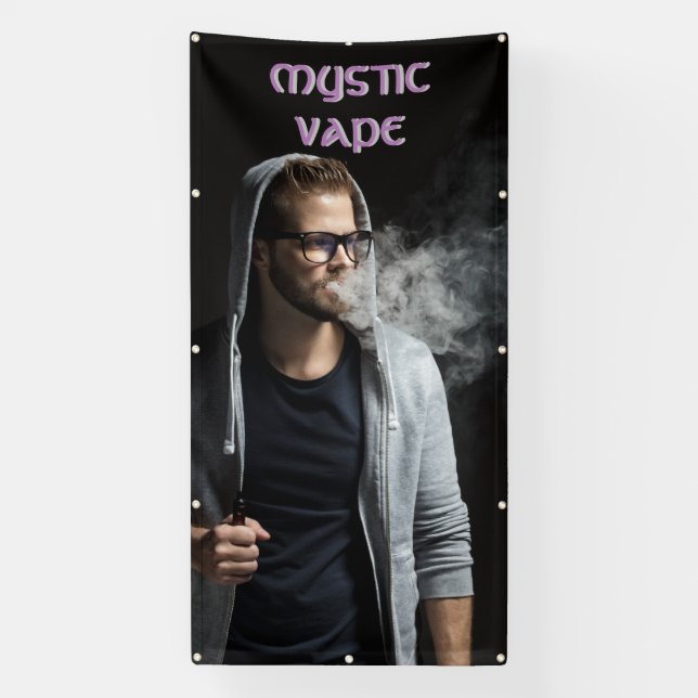 Customize Hipster Man Vaping Vape Shop Business  Banner (Vertical)