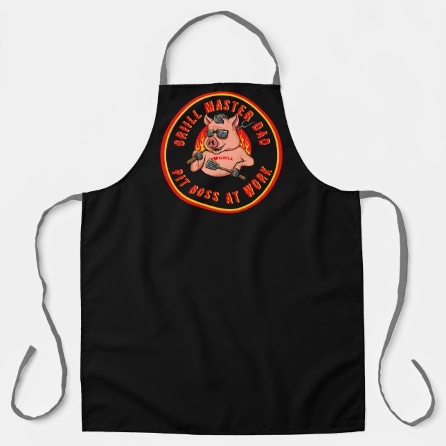 Customize Hog Pig Barbecue Grill Master Dad Funny Apron (Front)