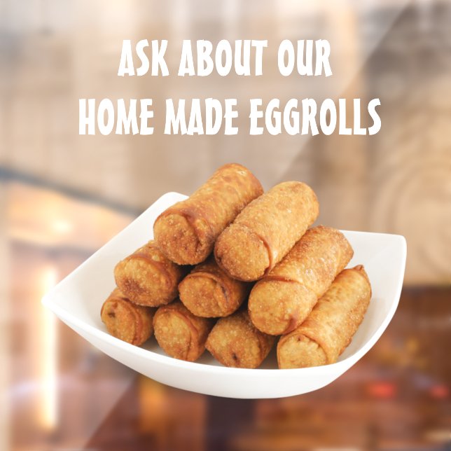 Customize Homemade Egg Rolls Picture Restaurant  Window Cling (Sheet 2)