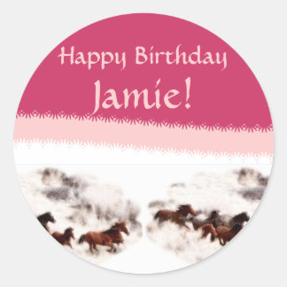 Customize Horse Birthday Invitations and Cards Classic Round Sticker