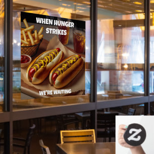 Customize Hotdogs Fries Drink Restaurant Advert  Window Cling