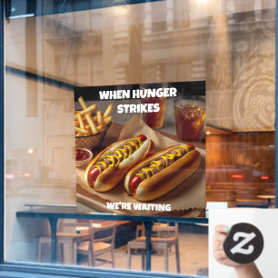 Customize Hotdogs Fries Drink Restaurant Advert Window Cling