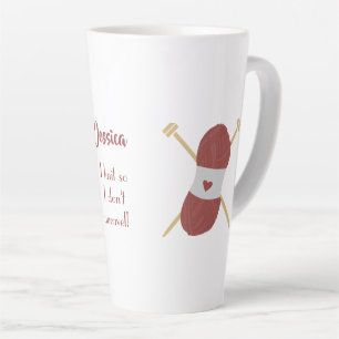 Customize "I knit so I don't unravel" Edit name Latte Mug