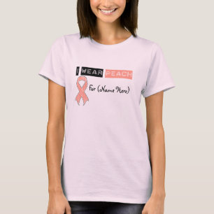 Customize I Wear Peach Ribbon Uterine Cancer T-Shirt