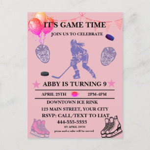 Customize Ice Hockey Birthday Theme  Postcard