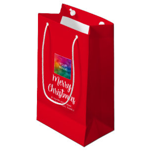 Customize Image Company Logo Text Merry Christmas Small Gift Bag