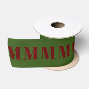Customize Initial letter Burgundy Green Christmas Satin Ribbon