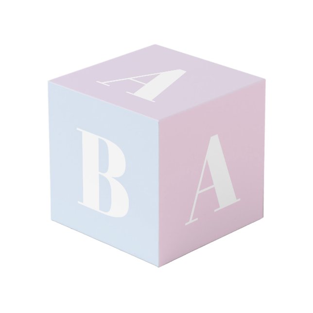 Customize initials monogram photos Baby Cube (Front Angled)
