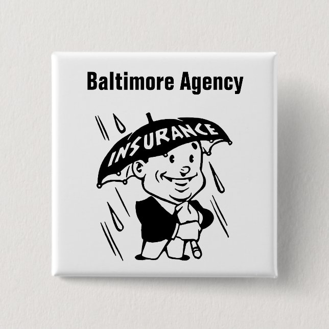 Customize Insurance Agent or Agency 2 Inch Square Button (Front)