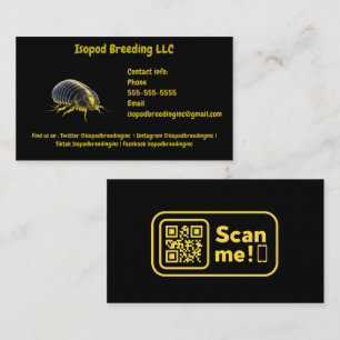 Customize Isopod Animal Black and Yellow  Business Card