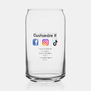 Customize it add social media website email text m can glass